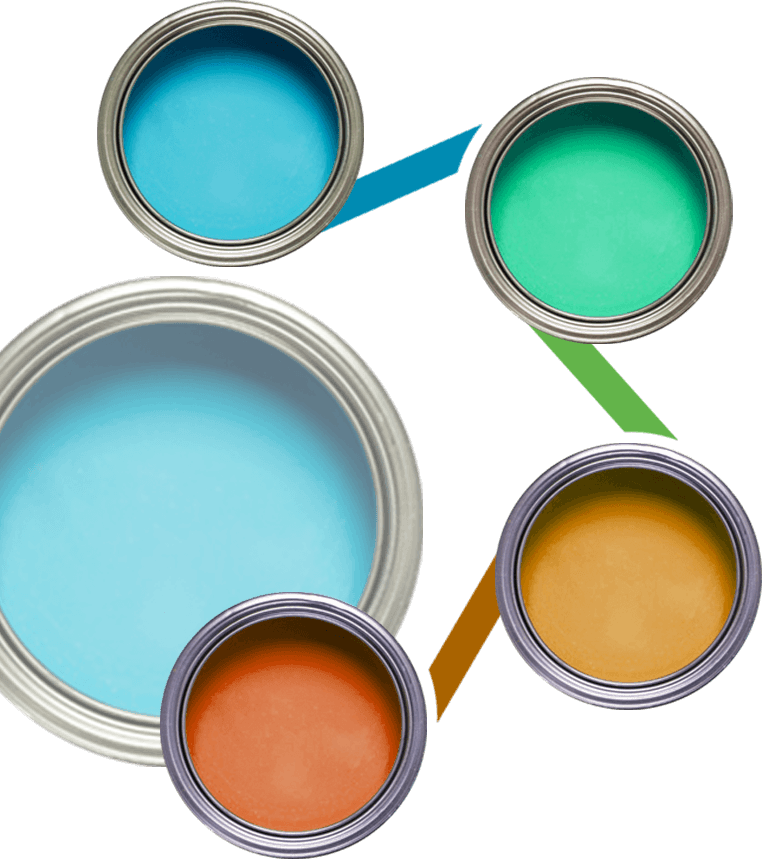 Paint buckets with different color